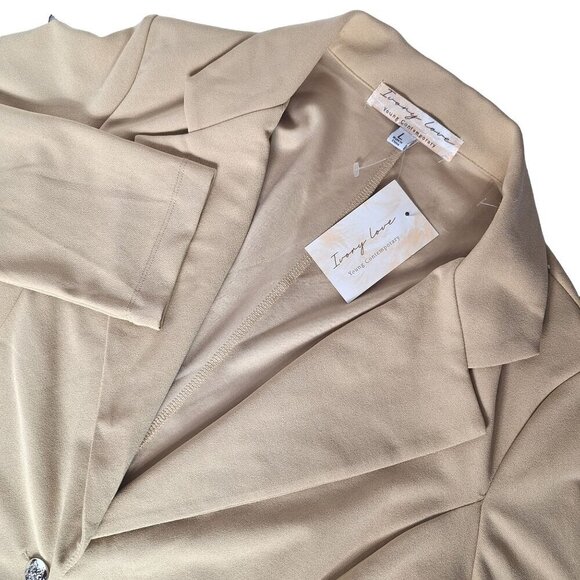 Ivory Love Women's Jacket Tan Solid Large Business Office Work - Picture 1 of 6